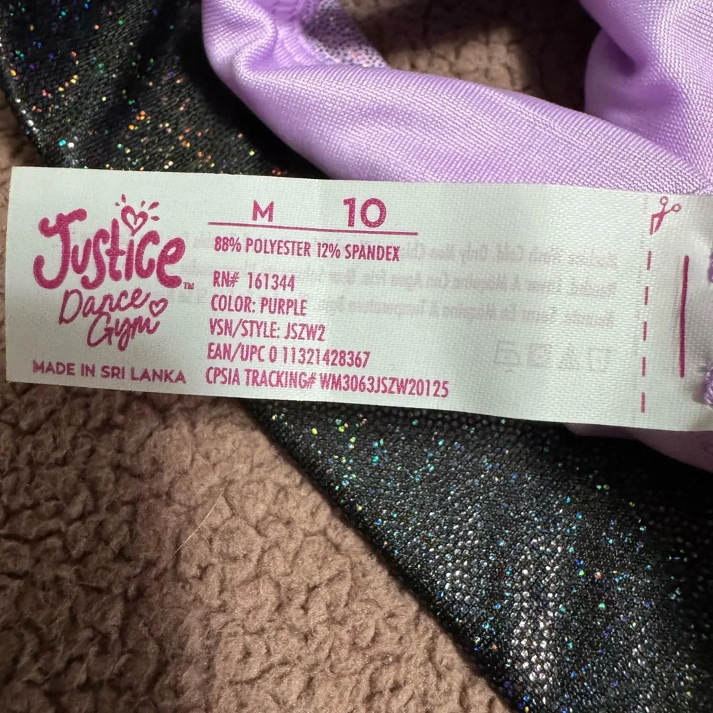 Justice Girls Shimmer Dance Set in Lavender and Silver with Black Trim